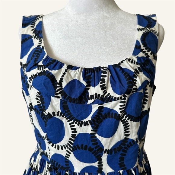 KATE SPADE Stamped Dots Fit & Flare Empire Waist Sleeveless Midi Dress Sz. 2 - Picture 7 of 9